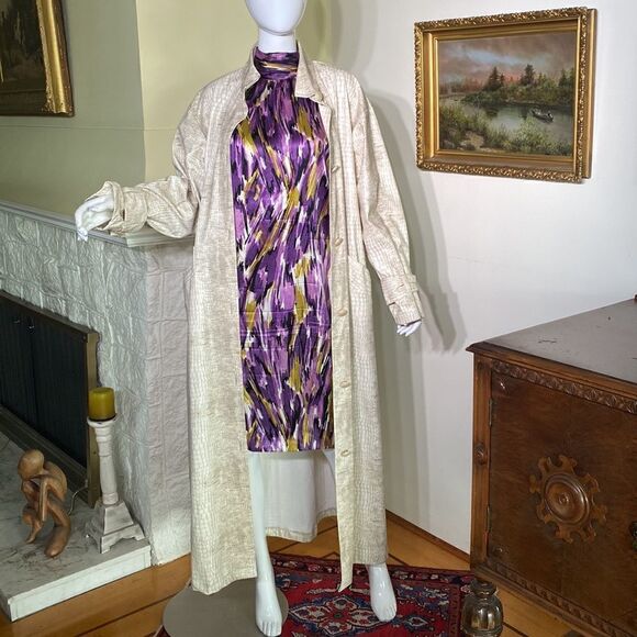 Vintage Linda Lundstrom 1980’s Snakeskin Maxi Trench Coat - Picture 4 of 13